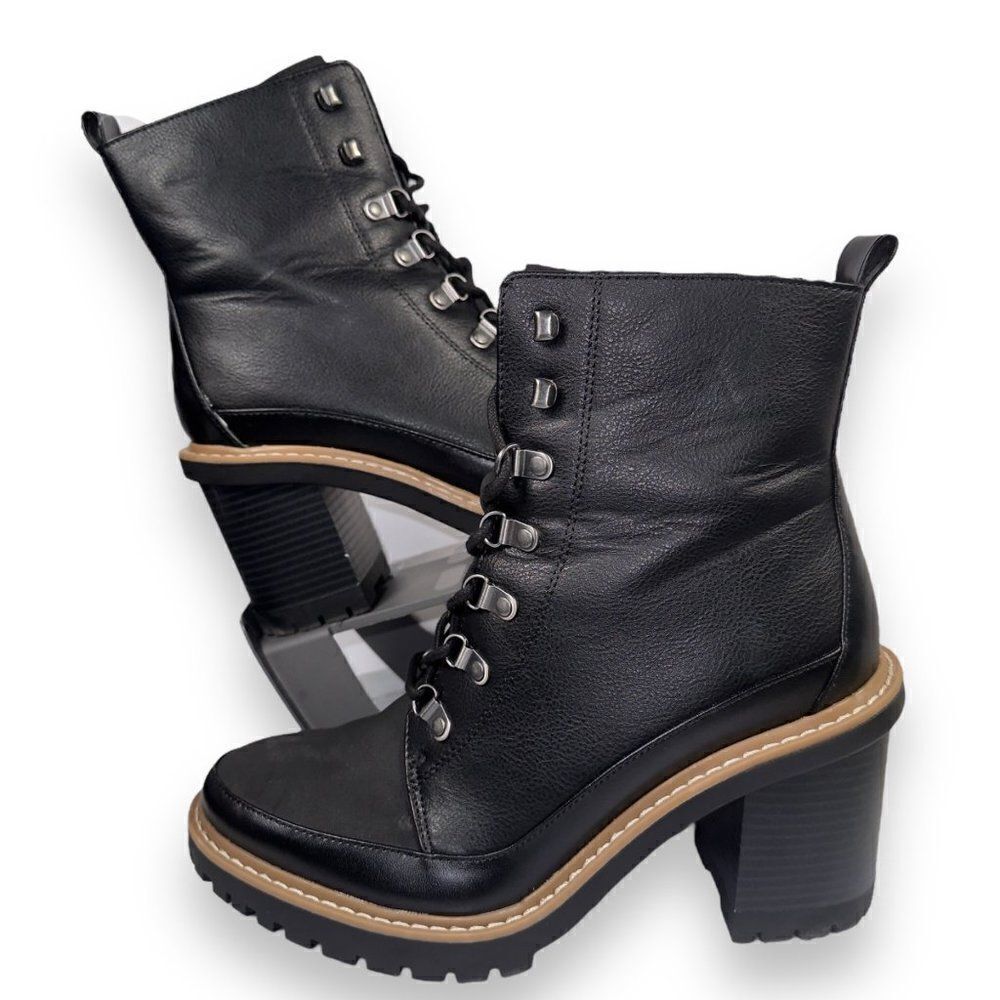 A New Day Tessa Winter Boots Vegan‎ Leather Black Women's 9.5